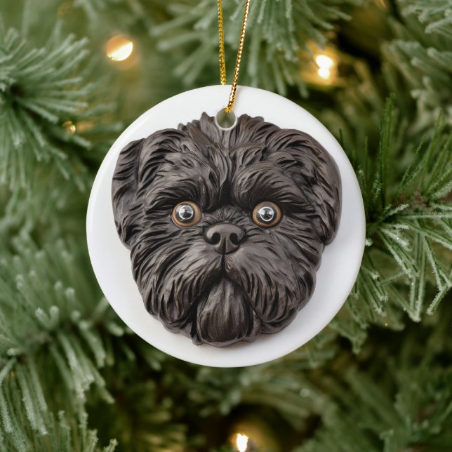 Affenpinscher 3D Inspired Ceramic Ornament (Tree)