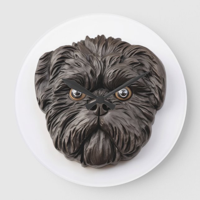 Affenpinscher 3D Inspired Large Clock (Front)