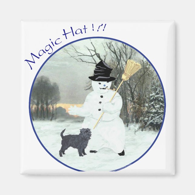 Affenpinscher and Snowman Magnet (Front)