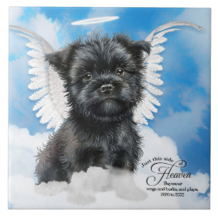 Affenpinscher Angel Dog Personalised Pet Memorial Ceramic Tile