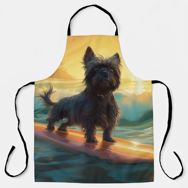 Affenpinscher Beach Surfing Painting Apron (Front)