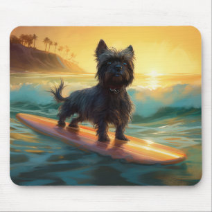 Affenpinscher Beach Surfing Painting Mouse Pad