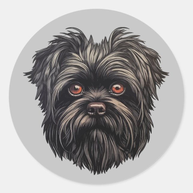Affenpinscher Black Dog Classic Round Sticker (Front)