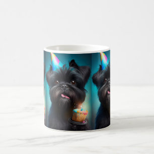 Affenpinscher celebrating Birthday Balloons cake Coffee Mug