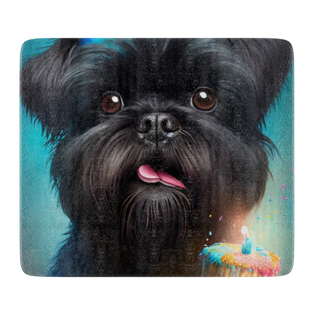 Affenpinscher celebrating Birthday Balloons cake Cutting Board (Front)