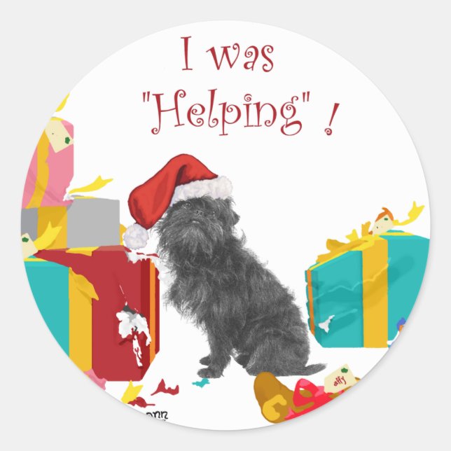 Affenpinscher Christmas Classic Round Sticker (Front)