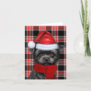Affenpinscher Christmas Dog Red Plaid Christmas Holiday Card
