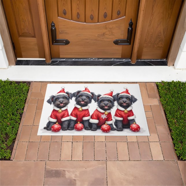 Affenpinscher Christmas Dress Santa Hat Doormat (Outdoor)