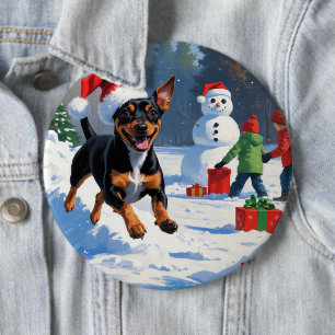 Affenpinscher Christmas Festive Snow Scene 6 Cm Round Badge