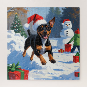 Affenpinscher Christmas Festive Snow Scene Jigsaw Puzzle