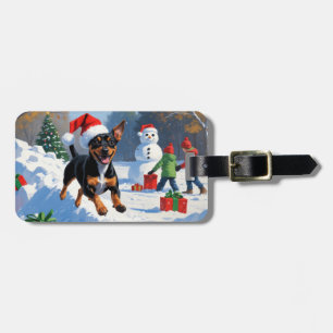 Affenpinscher Christmas Festive Snow Scene Luggage Tag