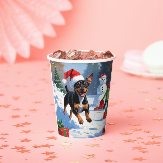 Affenpinscher Christmas Festive Snow Scene Paper Cups (Insitu)
