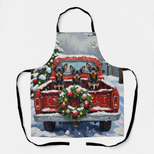 Affenpinscher Christmas Red Truck Holiday Apron