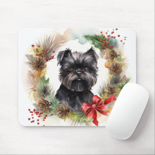 Affenpinscher Christmas Wreath Festive Pup Mouse Pad