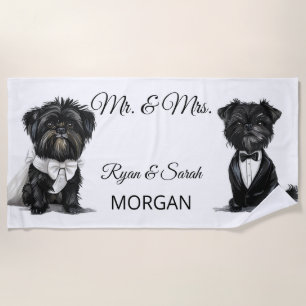 Affenpinscher Couple Bride Groom Mr and Mrs Beach Towel