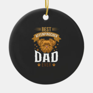 Affenpinscher Dad Ever Dog Face Paw Prints Ceramic Ornament