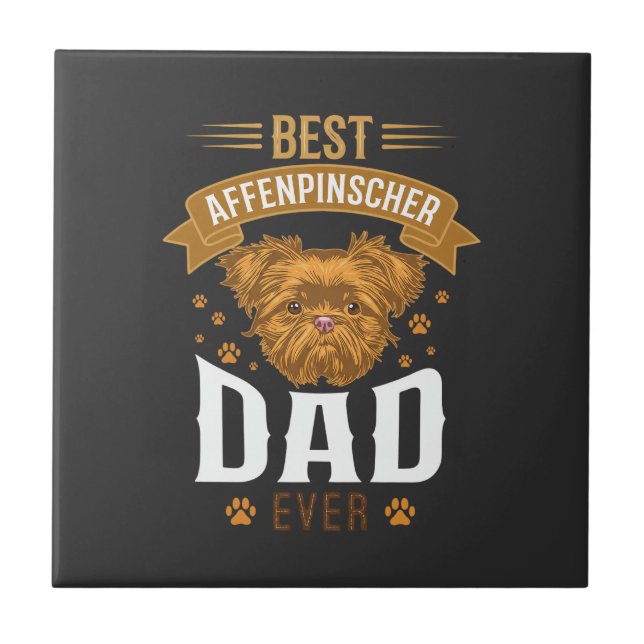 Affenpinscher Dad Ever Dog Face Paw Prints Ceramic Tile (Front)