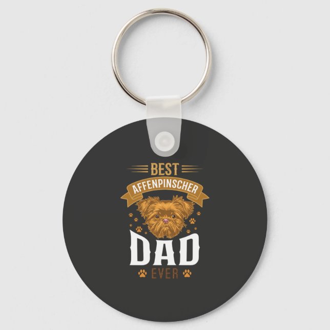 Affenpinscher Dad Ever Dog Face Paw Prints Key Ring (Front)