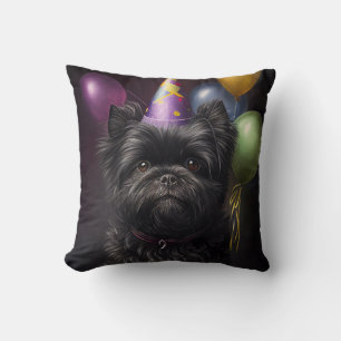 Affenpinscher Dog Birthday Balloons Cushion