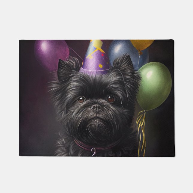 Affenpinscher Dog Birthday Balloons Doormat (Front)