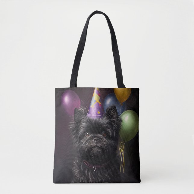 Affenpinscher Dog Birthday Balloons Tote Bag (Front)