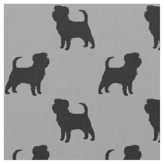 Affenpinscher Dog Breed Silhouettes Patterned Fabric (Close Up)