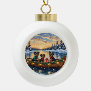 Affenpinscher Dog Christmas Boat Holiday Ceramic Ball Christmas Ornament