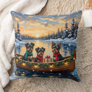Affenpinscher Dog Christmas Boat Holiday Cushion