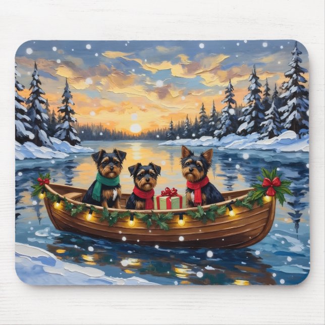 Affenpinscher Dog Christmas Boat Holiday Mouse Pad (Front)