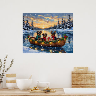 Affenpinscher Dog Christmas Boat Holiday Poster