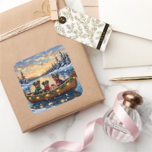 Affenpinscher Dog Christmas Boat Holiday Square Sticker