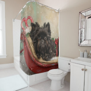 Affenpinscher Dog Christmas Festive Shower Curtain