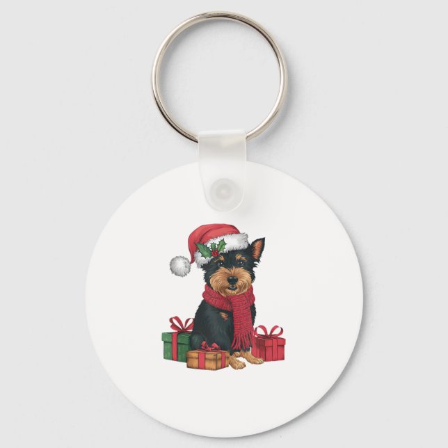 Affenpinscher Dog Christmas Outfits Santa Hat Dog  Key Ring (Front)