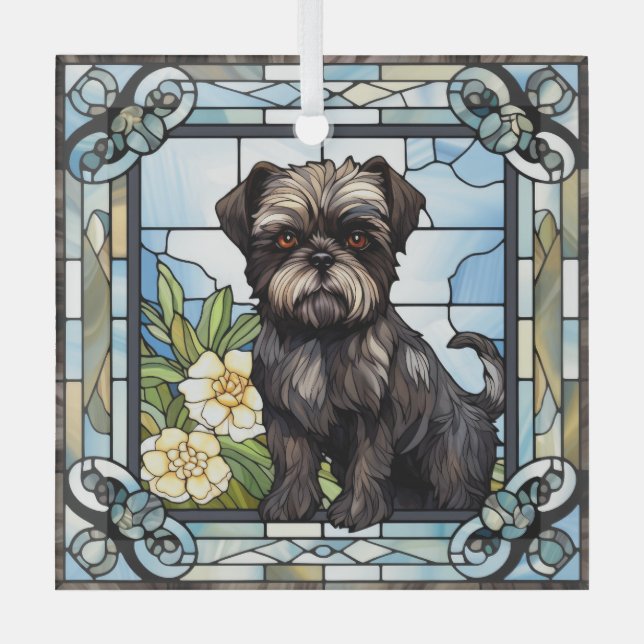 Affenpinscher Dog  Glass Tree Decoration (Front)