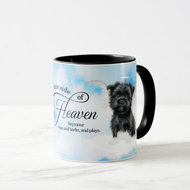 Affenpinscher Dog in Heaven Personalised Memorial Mug (Front Right)