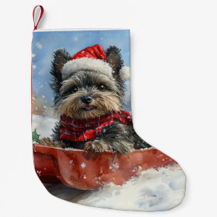 Affenpinscher Dog in Sledge Let it Snow Christmas Small Christmas Stocking