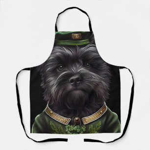 Affenpinscher dog in St. Patrick's Day Dress Apron