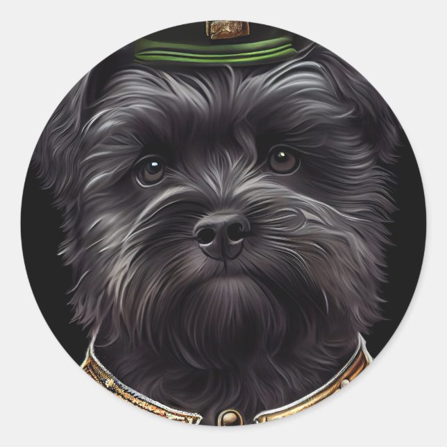 Affenpinscher dog in St. Patrick's Day Dress Classic Round Sticker (Front)