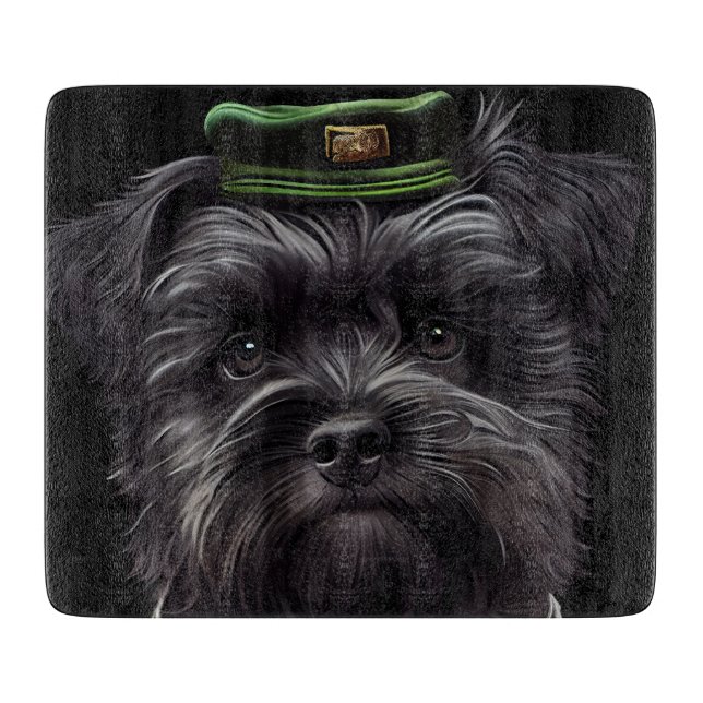Affenpinscher dog in St. Patrick's Day Dress Cutting Board (Front)
