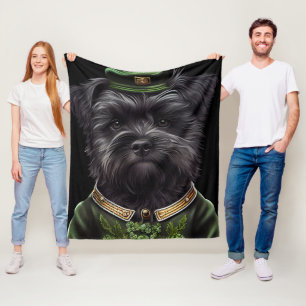 Affenpinscher dog in St. Patrick's Day Dress Fleece Blanket