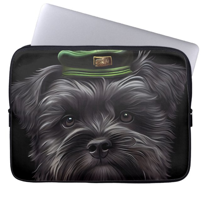 Affenpinscher dog in St. Patrick's Day Dress Laptop Sleeve (Front)