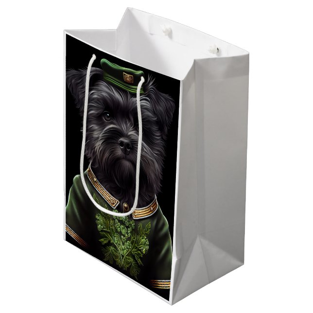 Affenpinscher dog in St. Patrick's Day Dress Medium Gift Bag (Front Angled)