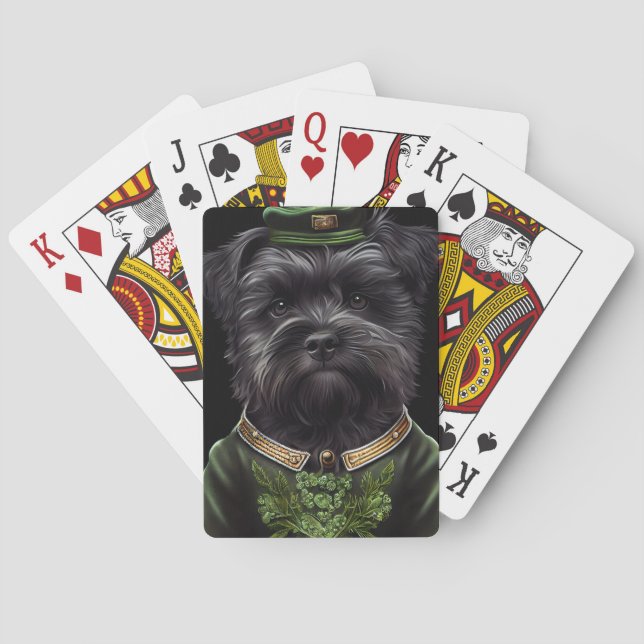 Affenpinscher dog in St. Patrick's Day Dress Playing Cards (Back)