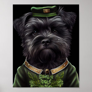 Affenpinscher dog in St. Patrick's Day Dress Poster