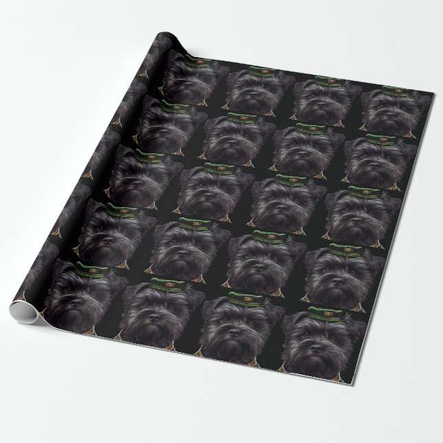Affenpinscher dog in St. Patrick's Day Dress Wrapping Paper (Unrolled)