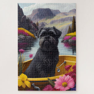 Affenpinscher Dog on a Paddle: A Scenic Adventure Jigsaw Puzzle