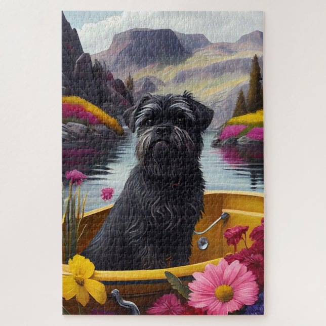 Affenpinscher Dog on a Paddle: A Scenic Adventure Jigsaw Puzzle (Vertical)