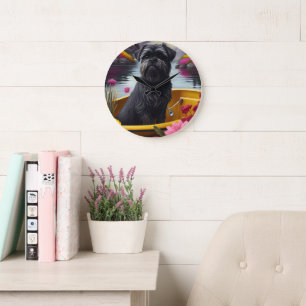 Affenpinscher Dog on a Paddle: A Scenic Adventure Large Clock