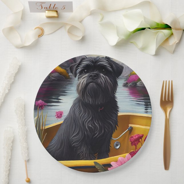  Affenpinscher Dog on a Paddle: A Scenic Adventure Paper Plate (Wedding)