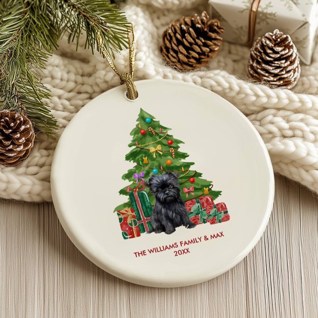 Affenpinscher Dog Personalised Christmas Ceramic Ornament (Creator Uploaded)